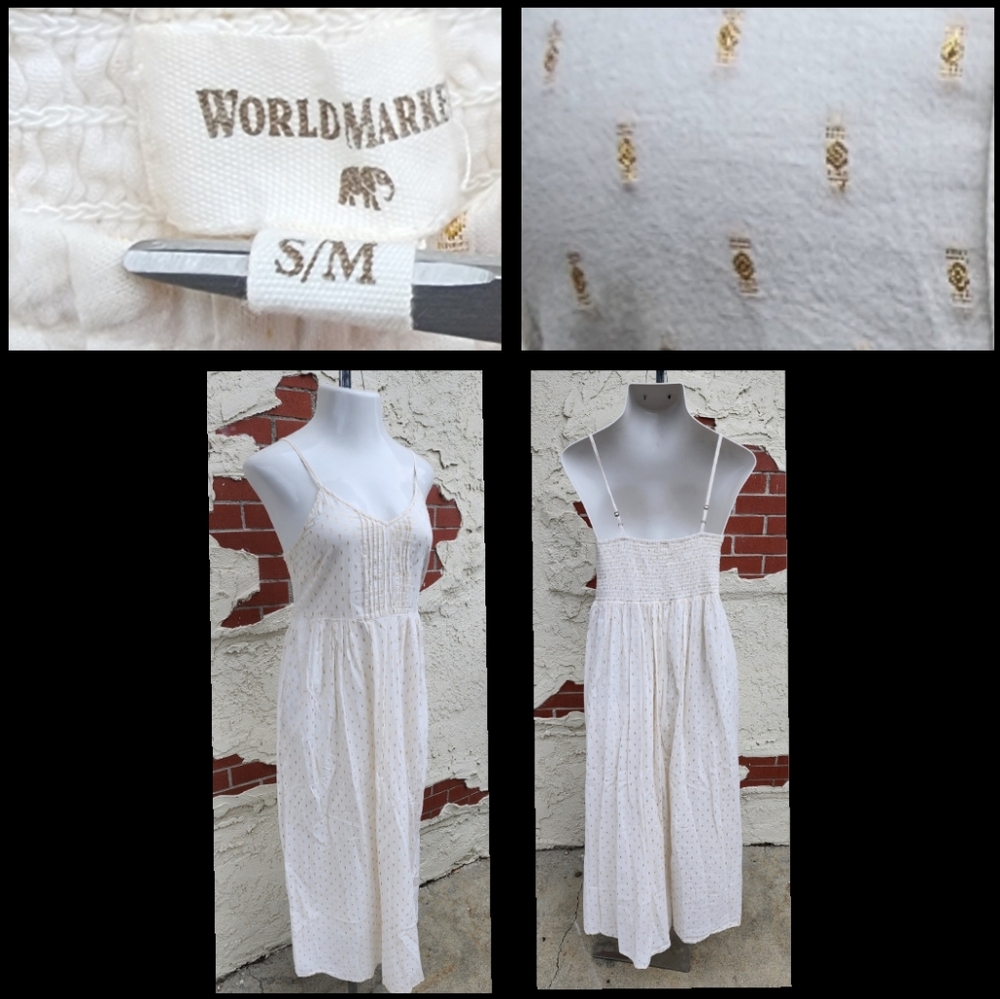 Small / Medium WORLD MARKET spaghetti strap sleeveless long midi dress COTTON